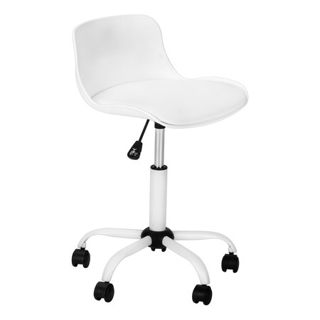 MONARCH SPECIALTIES Office Chair, Adjustable Height, Swivel, Ergonomic, Computer Desk, Work, Juvenile, Metal, White I 7463